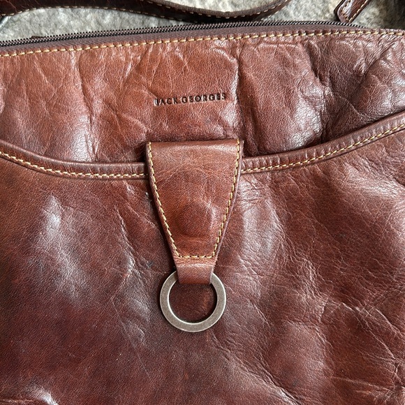 Jack Georges Genuine Leather Crossbody Voyager Handbag - Picture 4 of 16